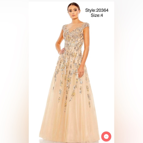 Embellished cap sleeve evening gown - Picture 2 of 4